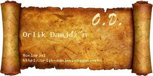 Orlik Damján névjegykártya
